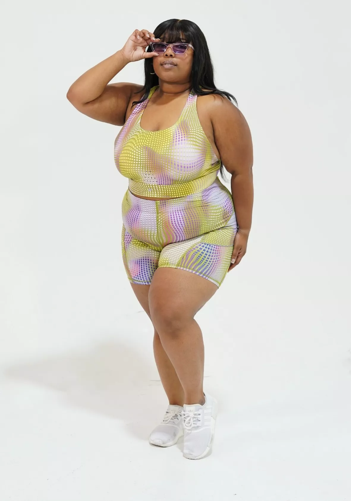 SHEIN SXY Plus Body Heat Map Print Mesh Panel Bodycon Dress