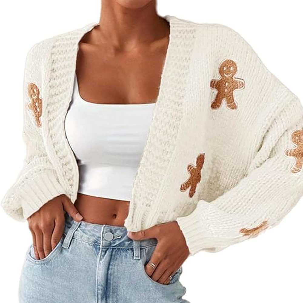 Women's Gingerbread Man Cardigan, Christmas Gingerbread Sweater | Amazon (US)