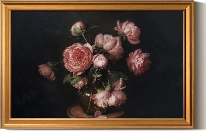 ARPEOTCY Large Gold Framed Canvas Wall Art, 24x36 Inch, Vintage Peony Floral Art Prints, Classica... | Amazon (US)
