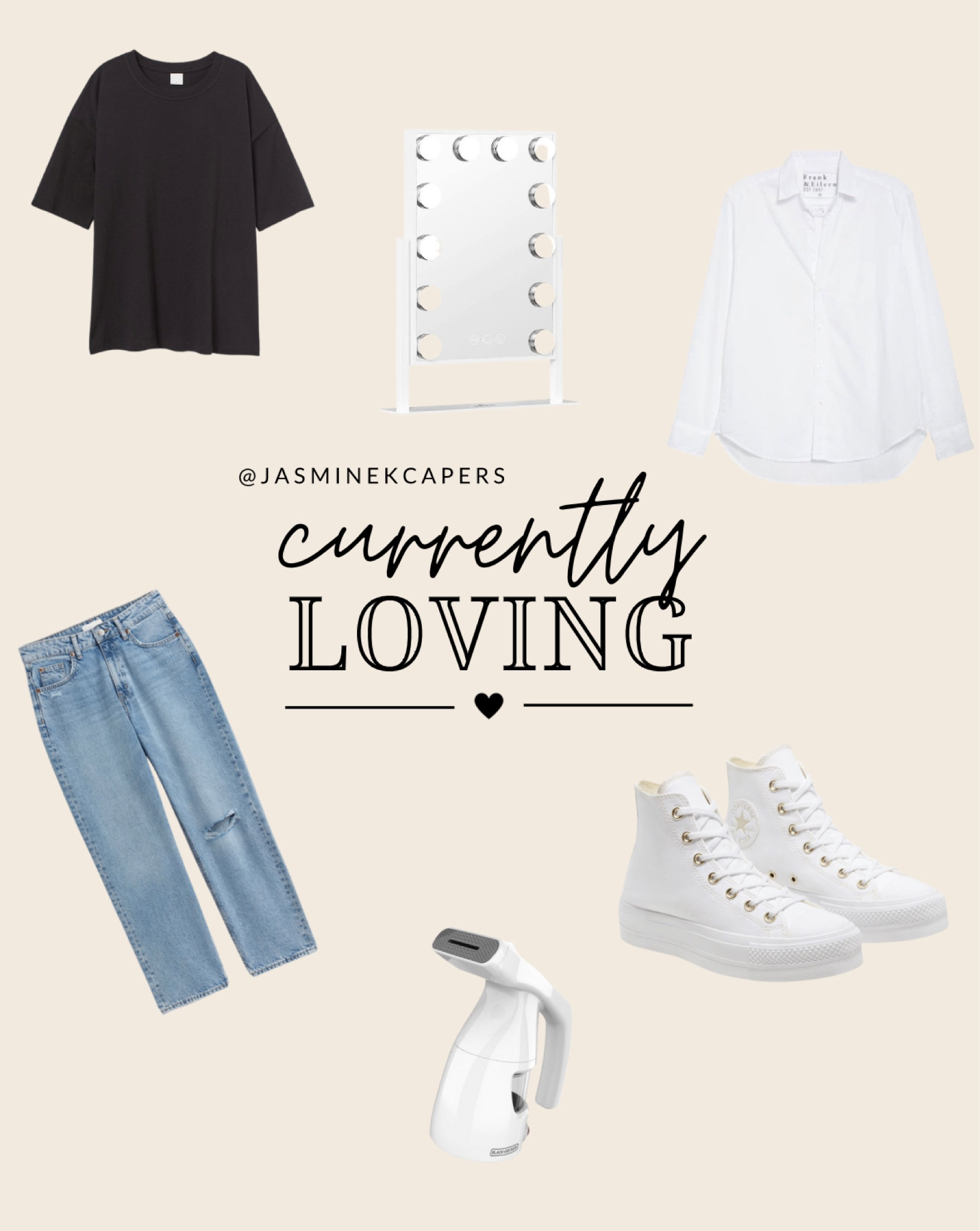 Here are my current favs!! 😊 White converse, high top converse, boyfriend jeans, Oversized t shirt, balck over sized T shirt, Kohl’s vanity mirror, Amazon vanity mirror, Vanity mirror, target steamer, steamer, dorm room finds, white button up shirt, woman’s button up shirt, college student must haves 

#LTKstyletip #LTKshoecrush #LTKworkwear
