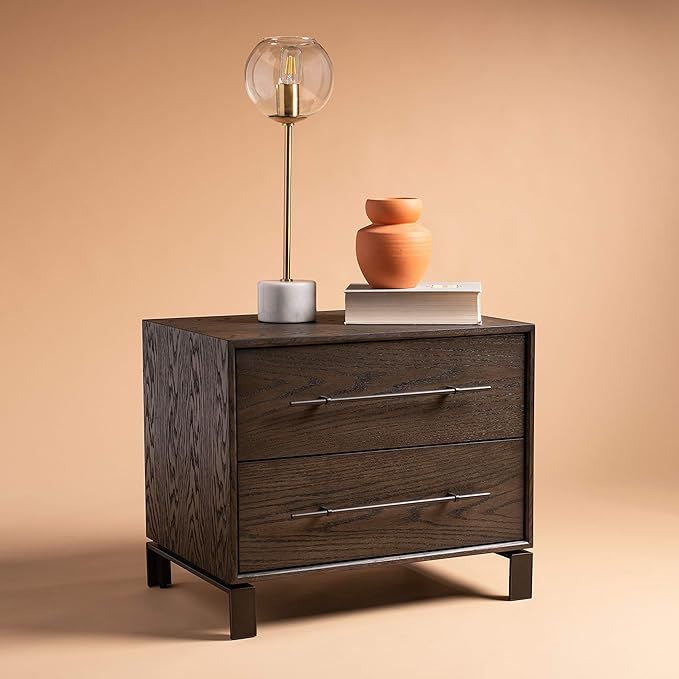 Safavieh Couture Home Simmons Modern Dark Walnut Wood 2-drawer Nightstand | Amazon (US)