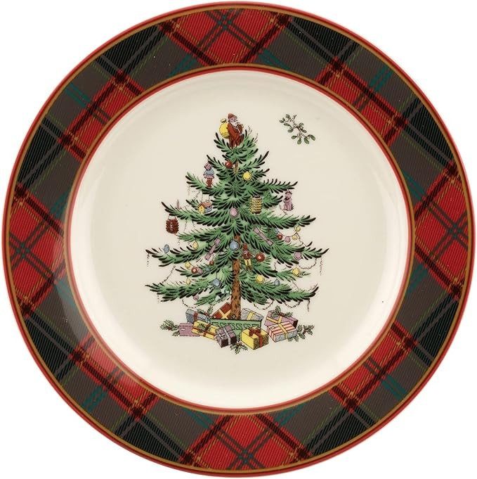 Spode Christmas Tree Tartan Salad Plate, 7.75-Inch, Round, Made of Ceramic, Use to Serve Salad, D... | Amazon (US)