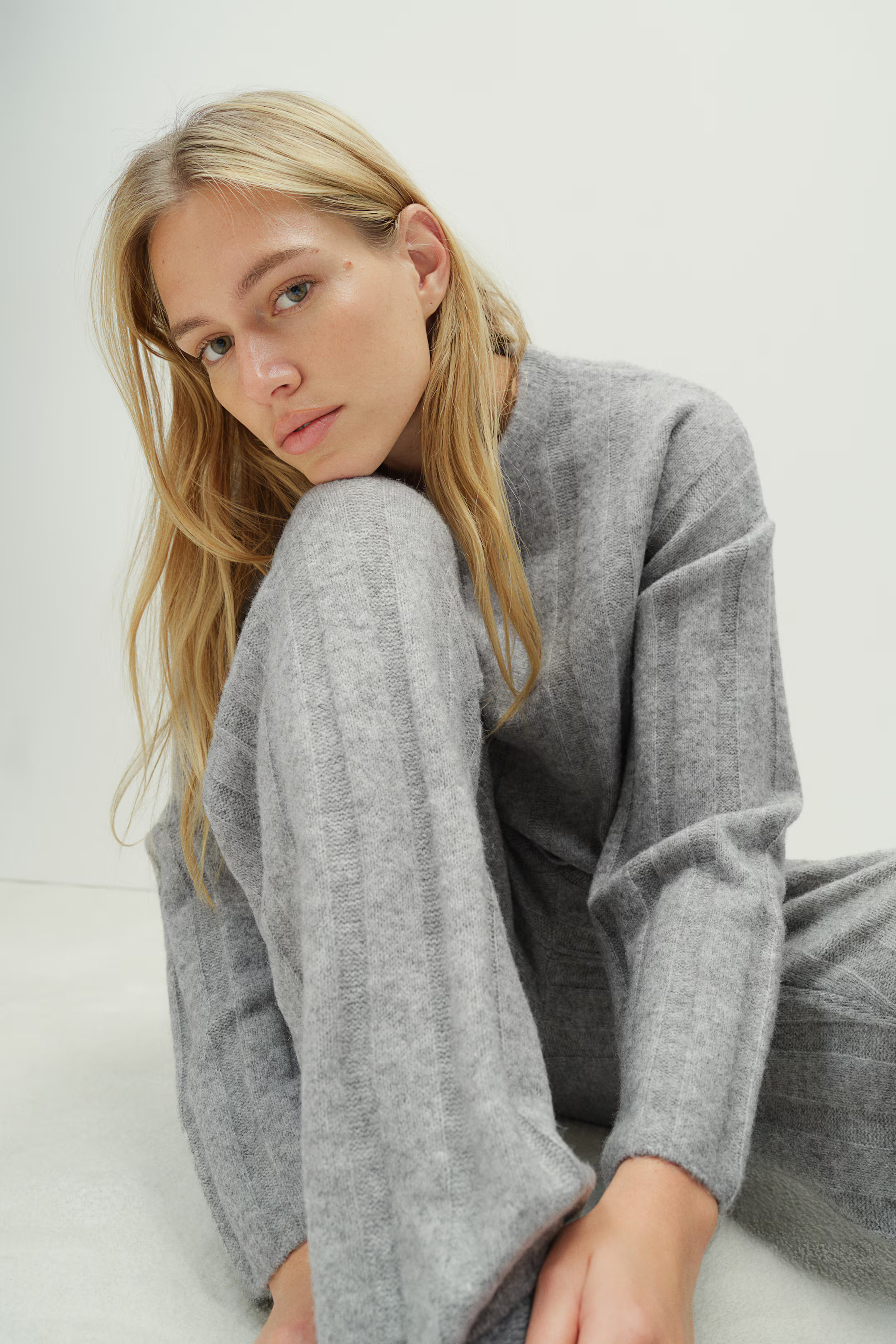 Wool-blend rib-knit trousers | H&M (UK, MY, IN, SG, PH, TW, HK)