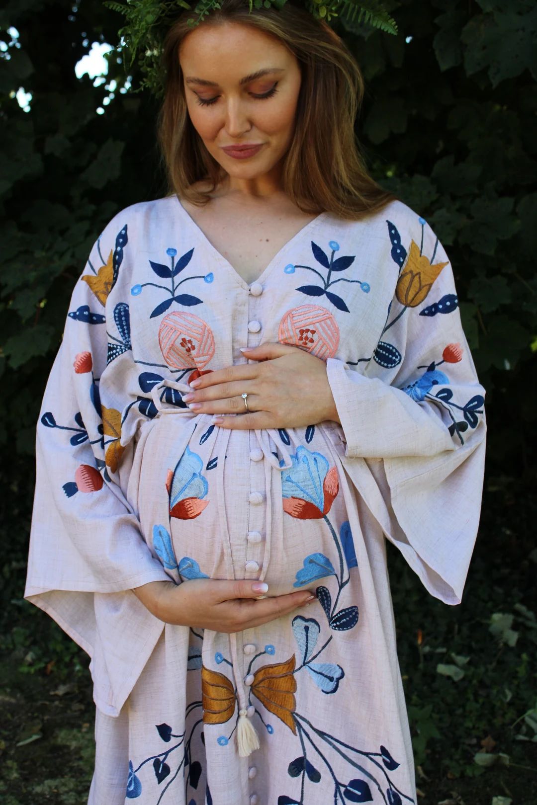 Stunning Boho Embroidered Maternity Maxi Dress Baby Shower Dress Pregnancy Photoshoot Pregnant We... | Etsy (US)