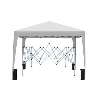 10 ft. x 10 ft. Gray Pop Up Canopy Portable Outdoor Canopy with 2-Removable Sidewalls, Carrying Bag and 4pcs Weight Bag | The Home Depot