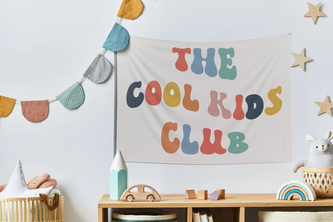 The Cool Kids Club Flag Play Room Decor Playroom Sign Play All Day Sign Playroom Wall Decor Lets ... | Etsy (Global)