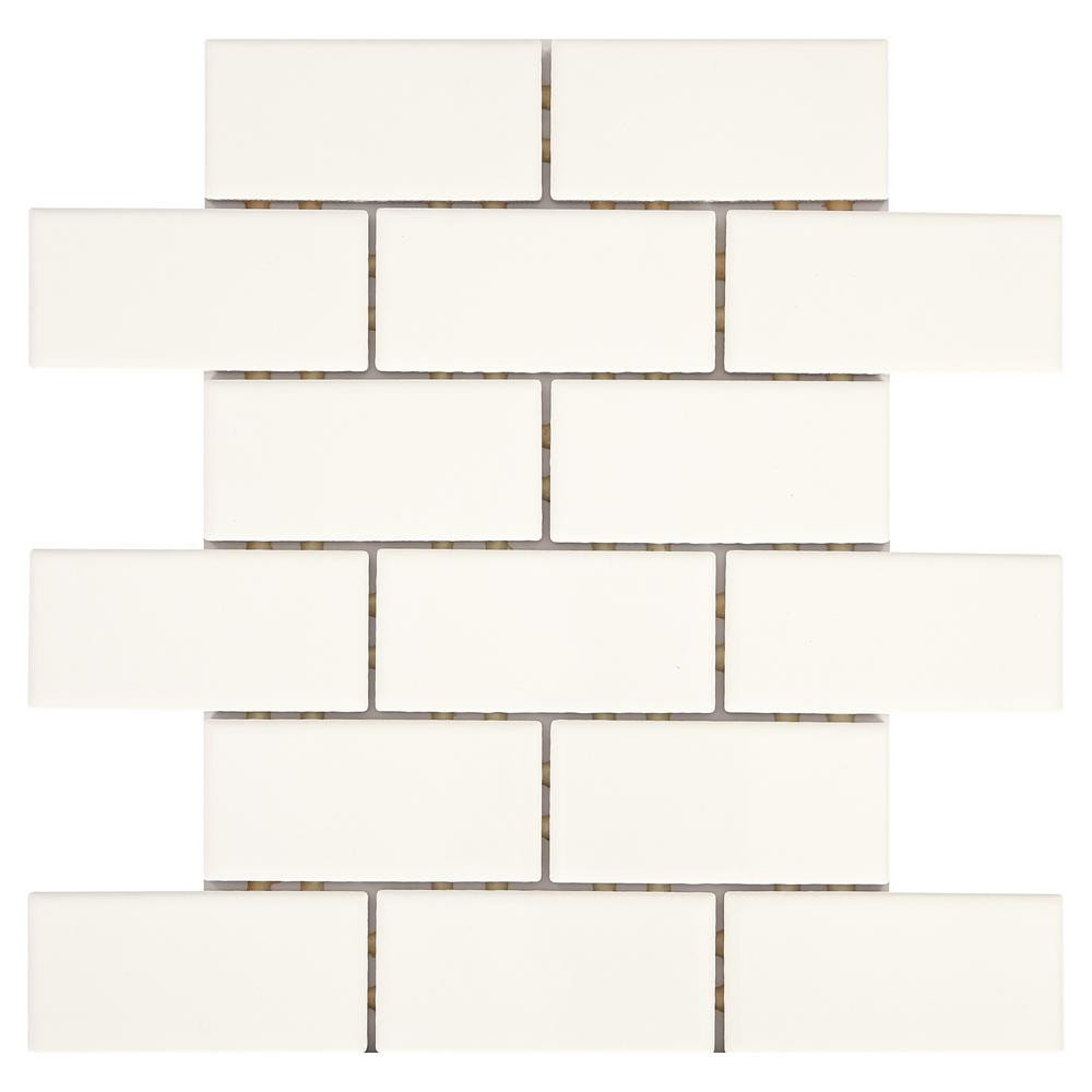 Restore Bright White 12 in. x 12 in. x 6.35 mm Ceramic Mosaic Wall Tile (0.83 sq. ft./ piece) | The Home Depot