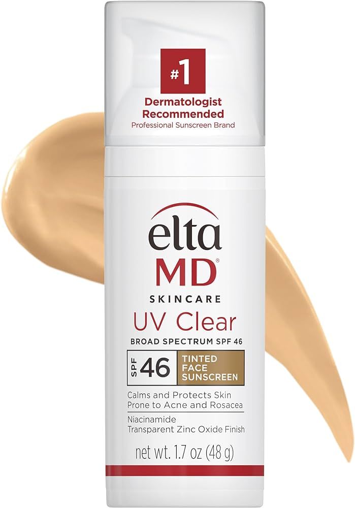 EltaMD Tinted Face Sunscreen SPF 46 - Zinc Oxide, Oil Free, For Sensitive & Acne-Prone Skin - 1.7... | Amazon (US)