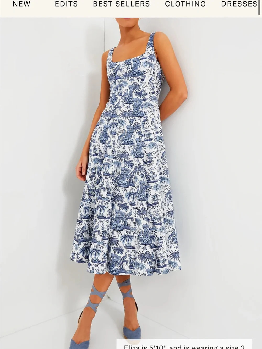 STAUD Blue and White Toile Midi Dress | Poshmark