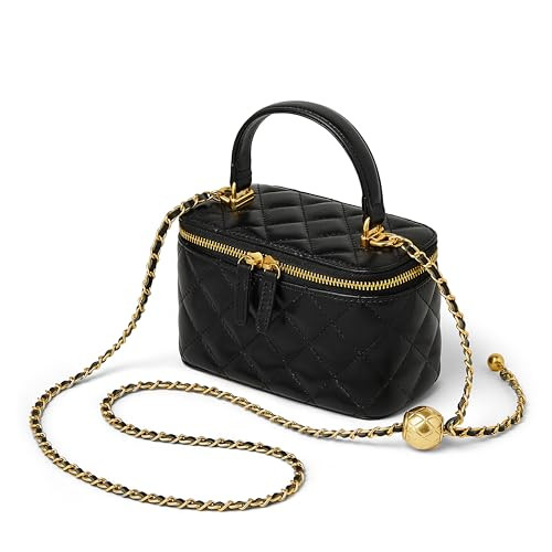 DORIS&JACKY Small Quilted Box Crossbody Purse For Women Designer Leather Mini Top Handle Pouch Ba... | Amazon (US)