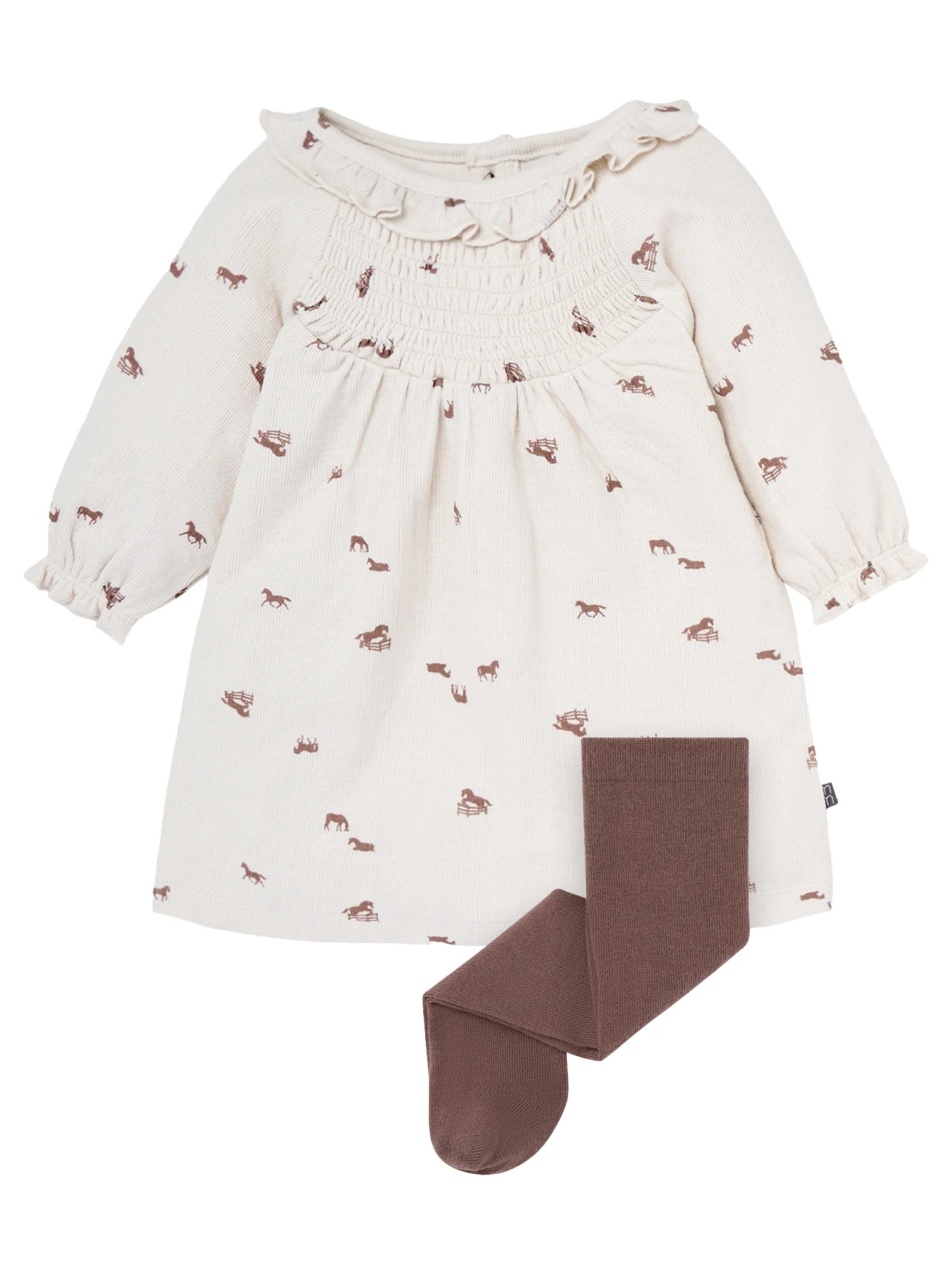 Modern Moments by Gerber Baby Girl Smocked Dress and Tights Set, 2-Piece, Sizes 0/3 Months - 24 M... | Walmart (US)