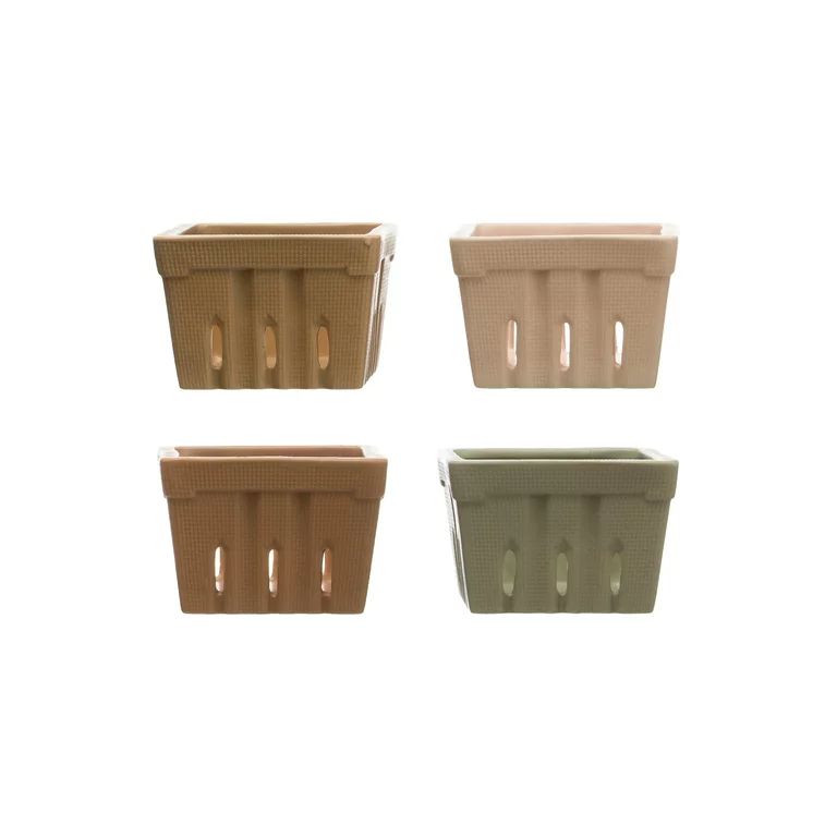 Creative Co-Op Square Stoneware Berry Baskets (Set of 4 Colors) | Walmart (US)