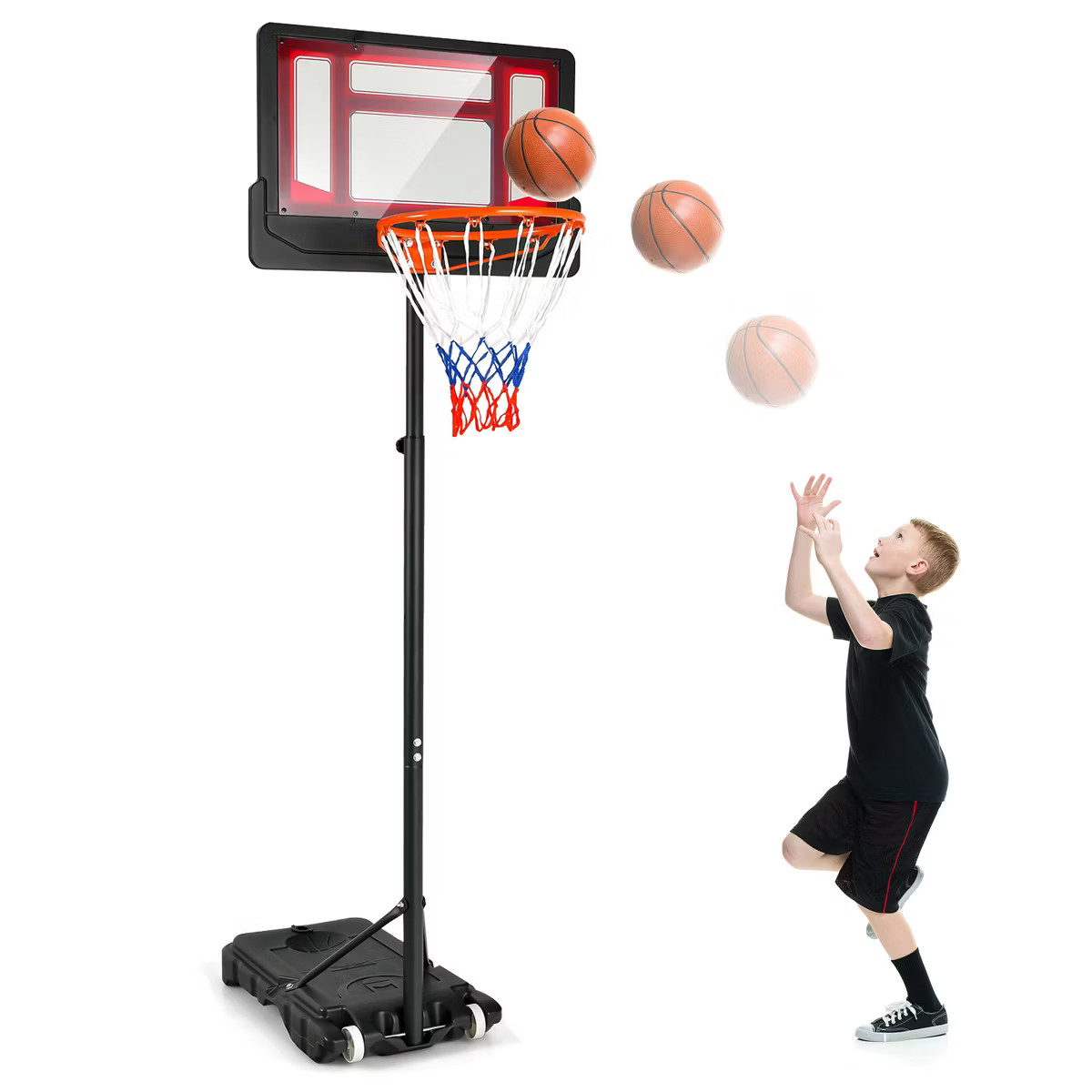 Costway Kids Basketball Hoop Portable Backboard System with Adjustable Height Ball Storage | Target