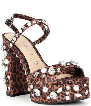 Calvan Two Leopard Jewel Ornamented Platform Dress Sandals | Dillard's