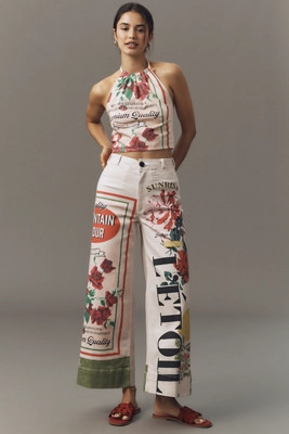 The Ettie Printed High-Rise Crop Pants by Maeve | Anthropologie (US)