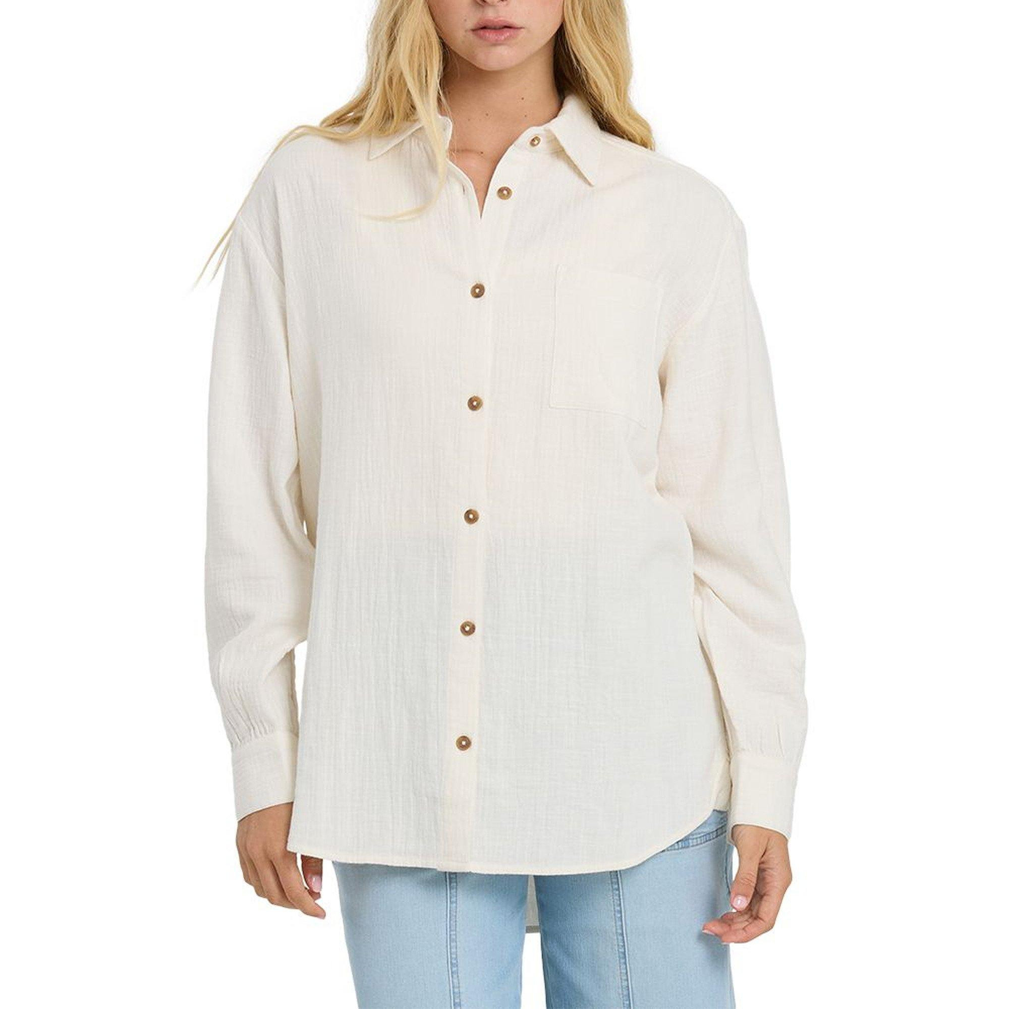 Women's Billabong Wanderer Solid Long Sleeve Button Up Shirt | Scheels Sports