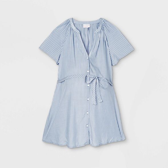 Short Sleeve Button-Down with Tie Waist Woven Popover Maternity Top - Isabel Maternity by Ingrid ... | Target