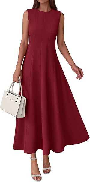 PRETTYGARDEN Sleeveless Crewneck Summer Maxi Dresses for Women 2025 Elegant Classy Semi Formal A ... | Amazon (US)