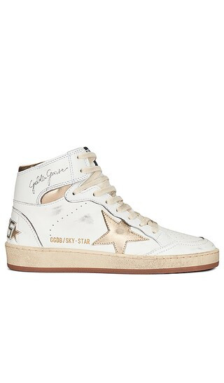 Sky Star Sneaker in White & Dark Gold | Revolve Clothing (Global)