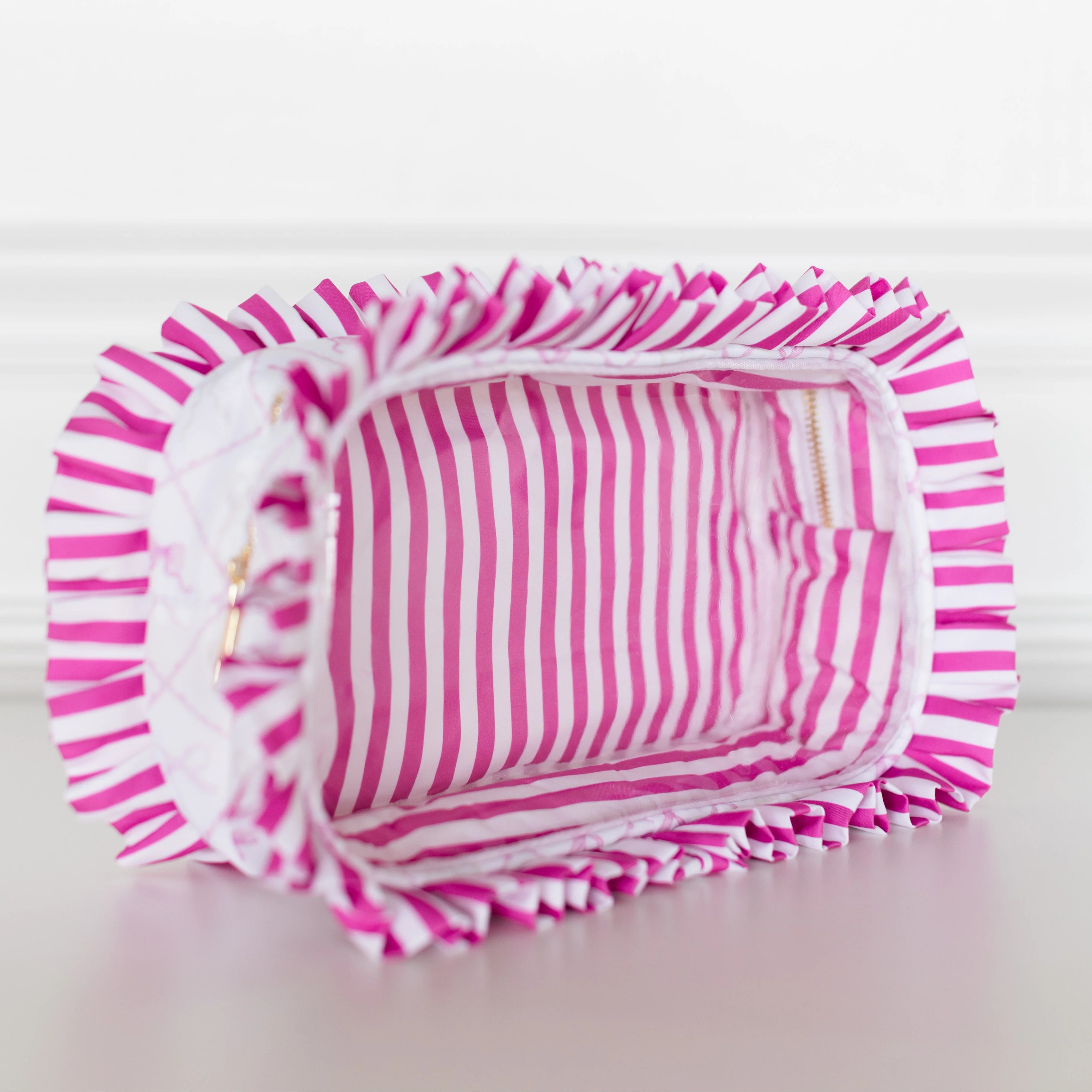 Goldie Girl Bows Ruffled Nylon Large Clear Pouch | Hollis