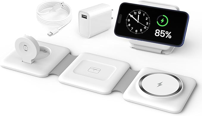 Charging Station for Apple Multiple Devices - 3 in 1 Foldable Magnetic Wireless Charger Dock - Tr... | Amazon (US)
