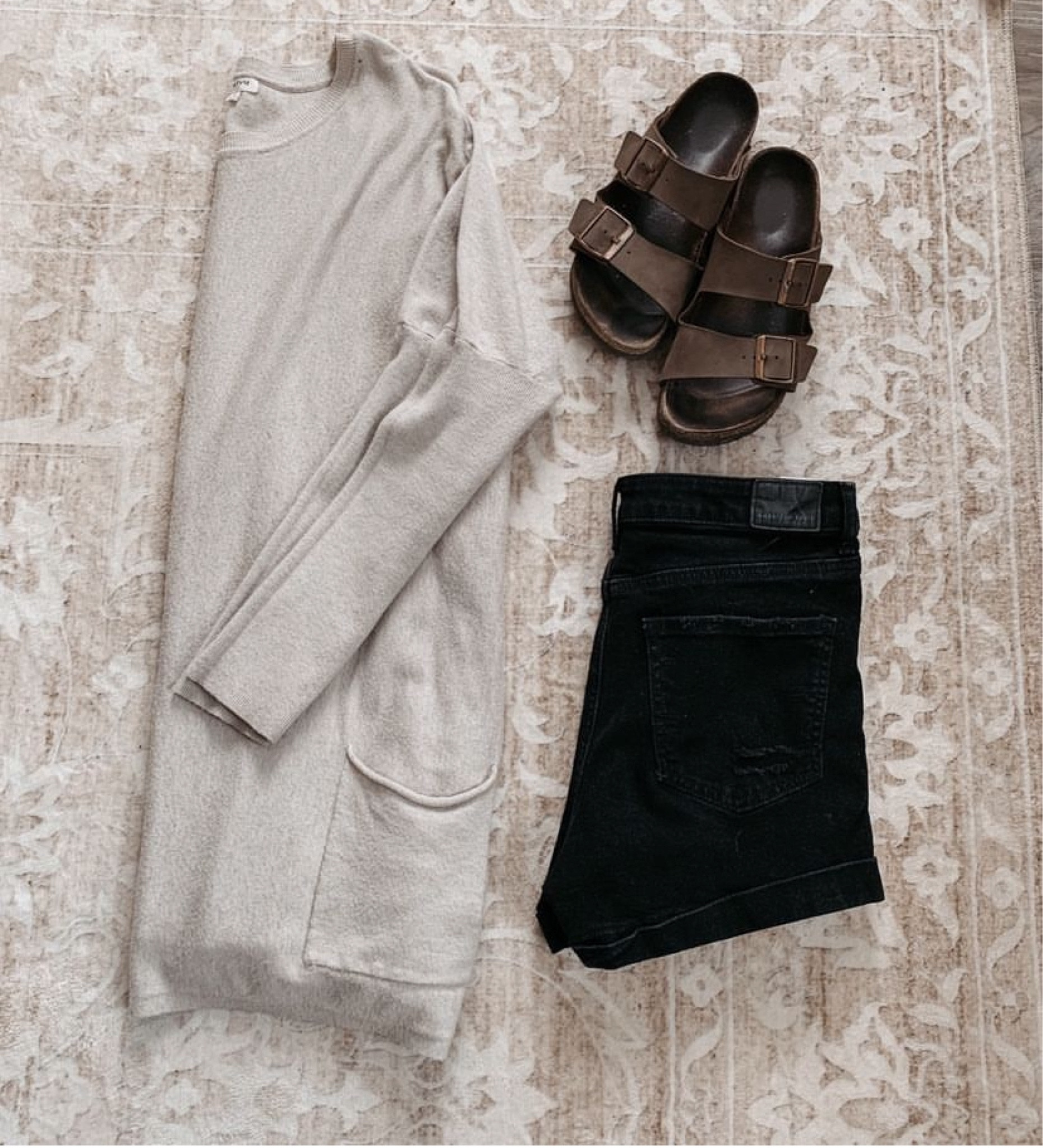 Put it in neutral 🫶🏼 
Fall Outfit 
Sweater 
Jeans shorts 
Birkenstocks 

sometimes I think I overshare these sandals but I really do wear them with everything, which is why I got them in the first place! Sharing an affordable dupe on Amazon as well ✨
#amazonfinds 
#fallstyle 
#amazonfashion #fallfashion #fall #capsulewardrobe 

#LTKStyleTip #LTKSeasonal #LTKFallSale