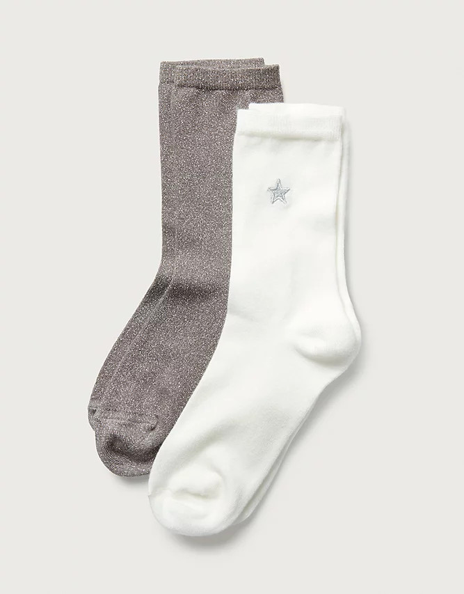 Embroidered Star & Sparkle Socks – Set of 2 | Slippers, Socks & Sleep Accessories | The  White ... | The White Company UK & ROW