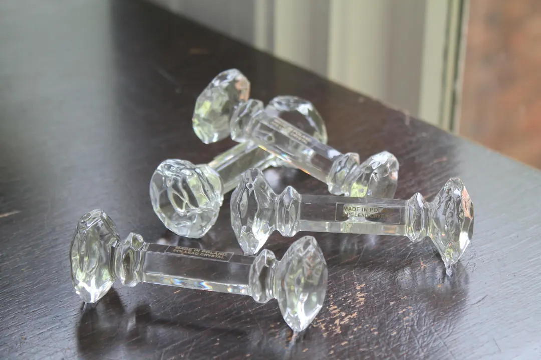 Crystal Knife Rests in Sets of 4 Four Barbell Style Holders Cutlery Rests Knife Holder Clear 24% ... | Etsy (US)