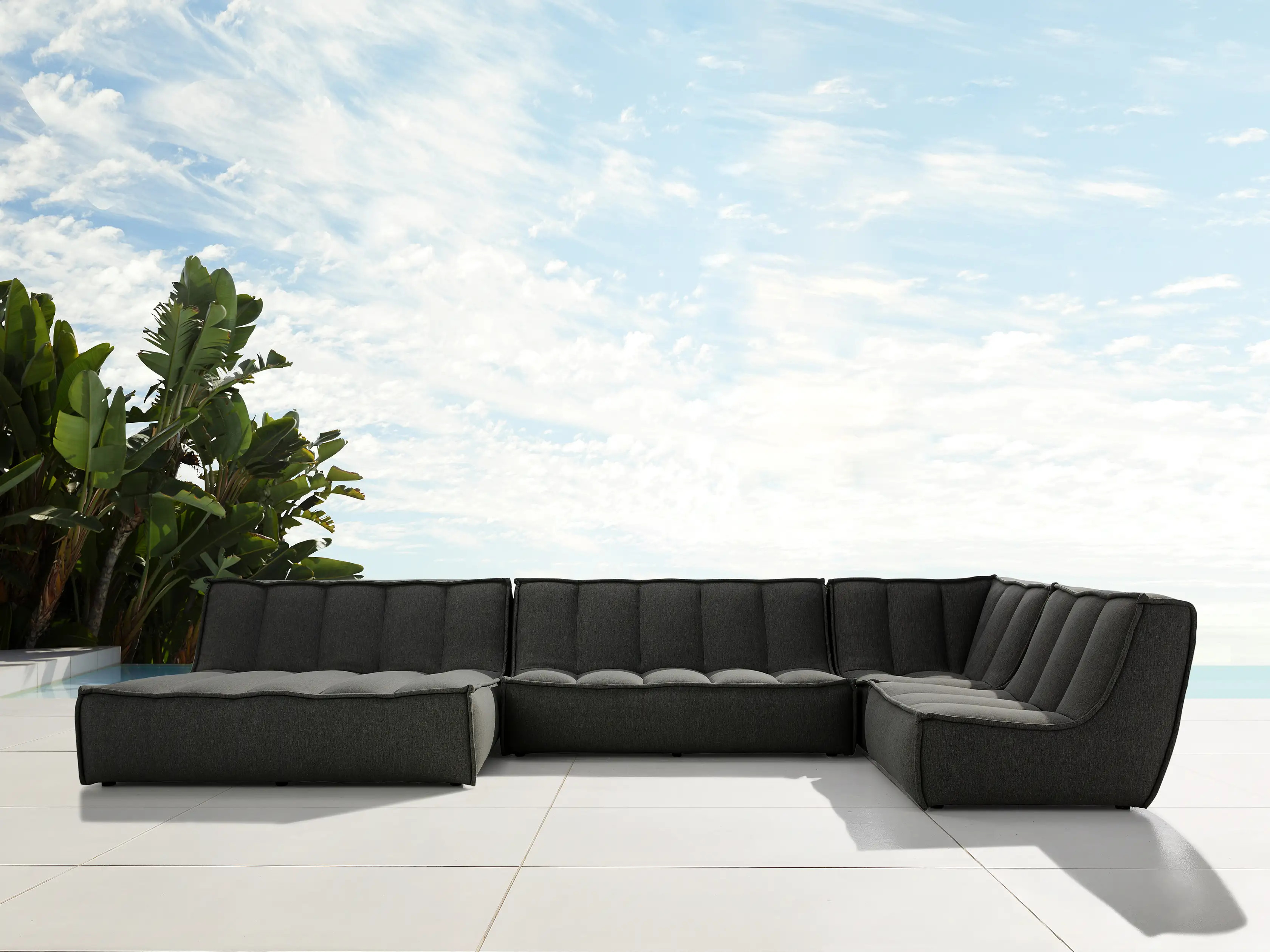 Porto Outdoor Four Piece Double Chaise Sectional | Arhaus