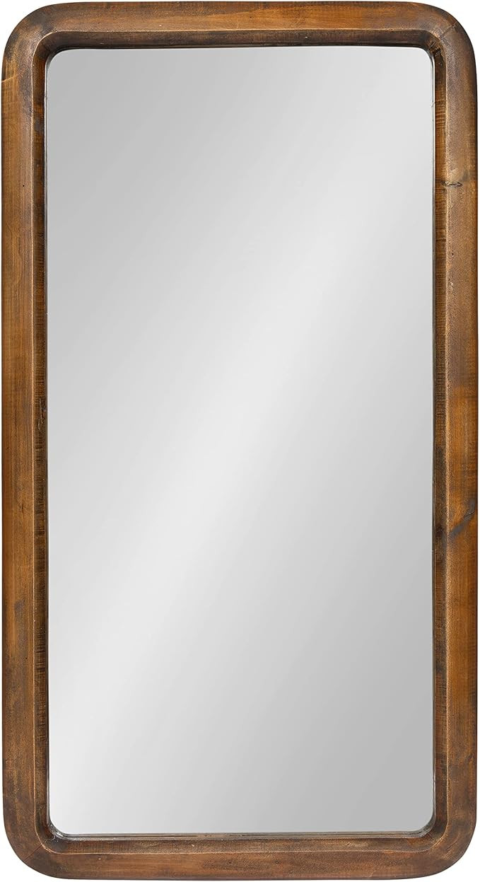 Kate and Laurel Pao Modern Rounded Rectangular Wall Mirror, 17 x 32, Walnut, Decorative Mid-Centu... | Amazon (US)