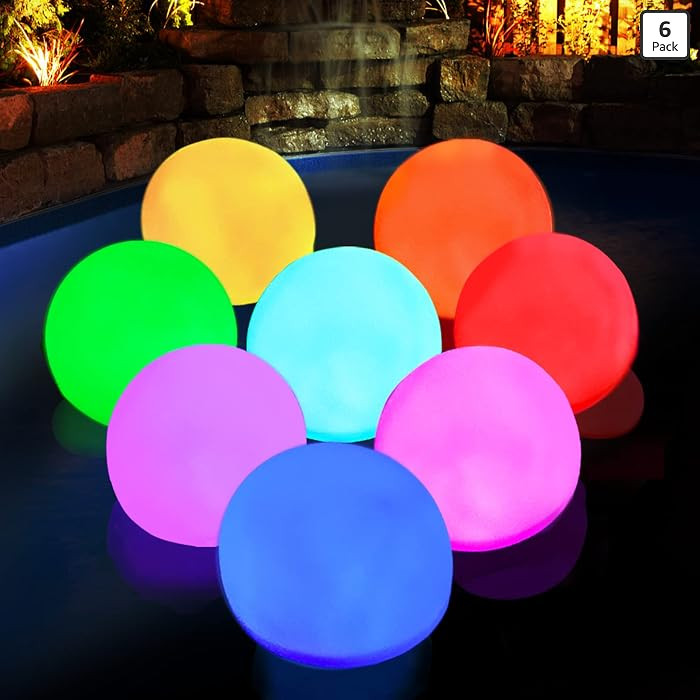Floating Pool Light Ball, RGB Color Changing Bath Hot Tub Light, IP68 Waterproof Orb Light up Bal... | Amazon (US)