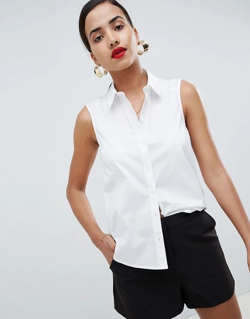 ASOS DESIGN sleeveless shirt in stretch cotton | ASOS US