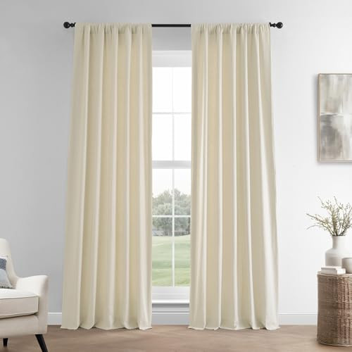 HPD Half Price Drapes French Linen Curtains 96 Inches Long Room Darkening Curtains for Bedroom & Living Room 50 X 96, (1 Panel), Ancient Ivory | Amazon (US)