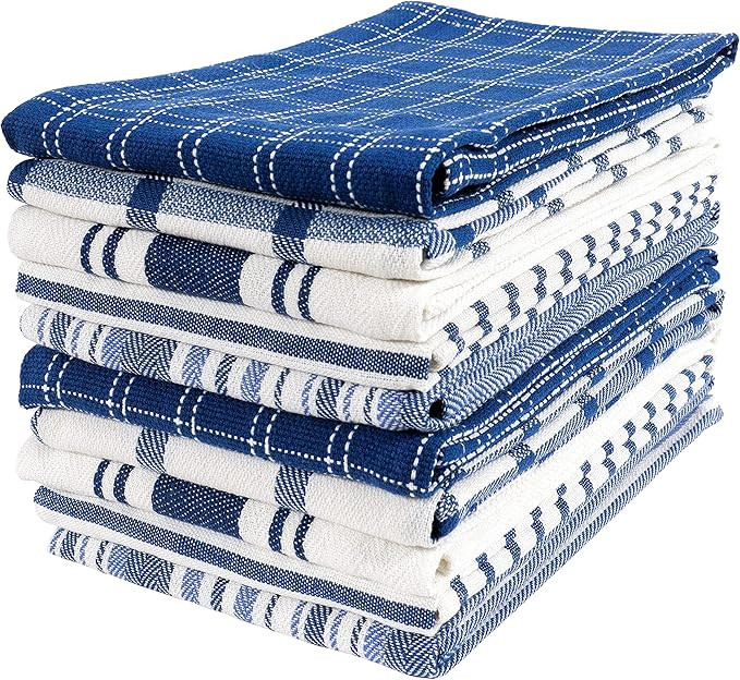 KAF Home Assorted Flat Kitchen Towels - Set of 10, 18 x 28 Inch (Navy) | Amazon (US)