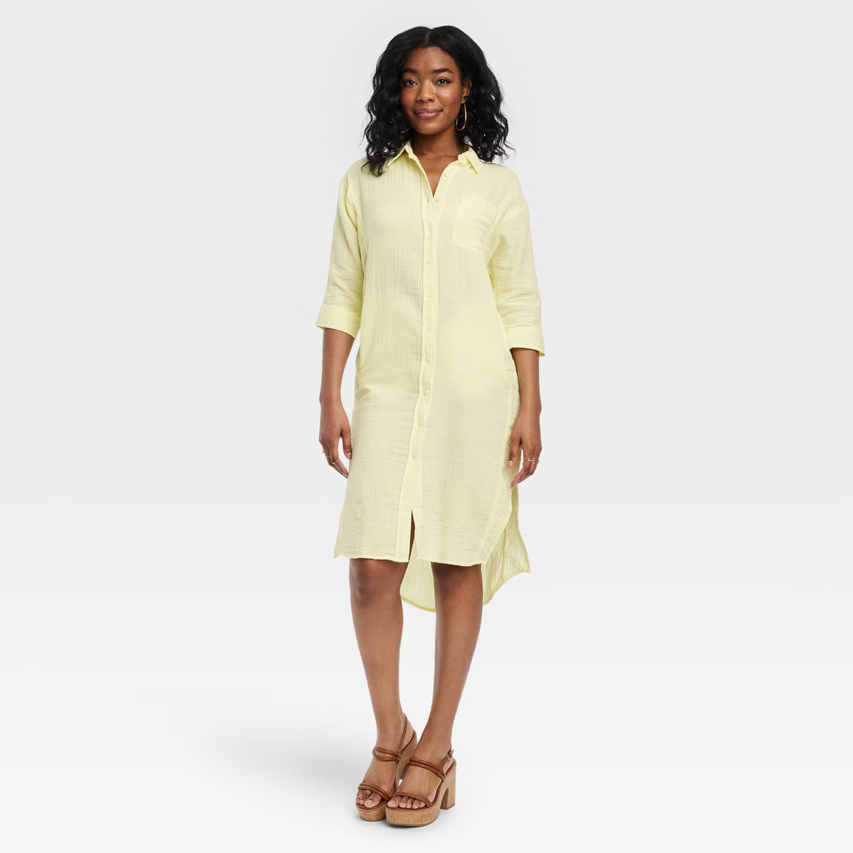 Women's 3/4 Sleeve Midi Shirtdress - Universal Thread™ | Target