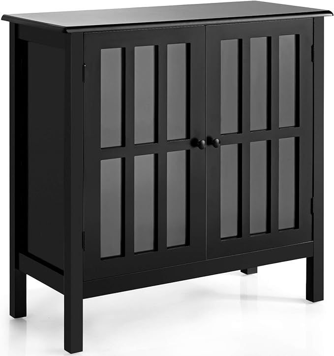 Tangkula Sideboard Buffet Storage Cabinet, Kitchen Storage Cabinet with 2 Glass Doors, Liquor Cab... | Amazon (US)