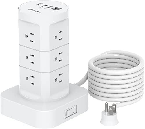 Surge Protector Power Strip Tower - 10FT Heavy Duty Extension Cord, 12 Wide Outlets with 4 USB Ports | Amazon (US)