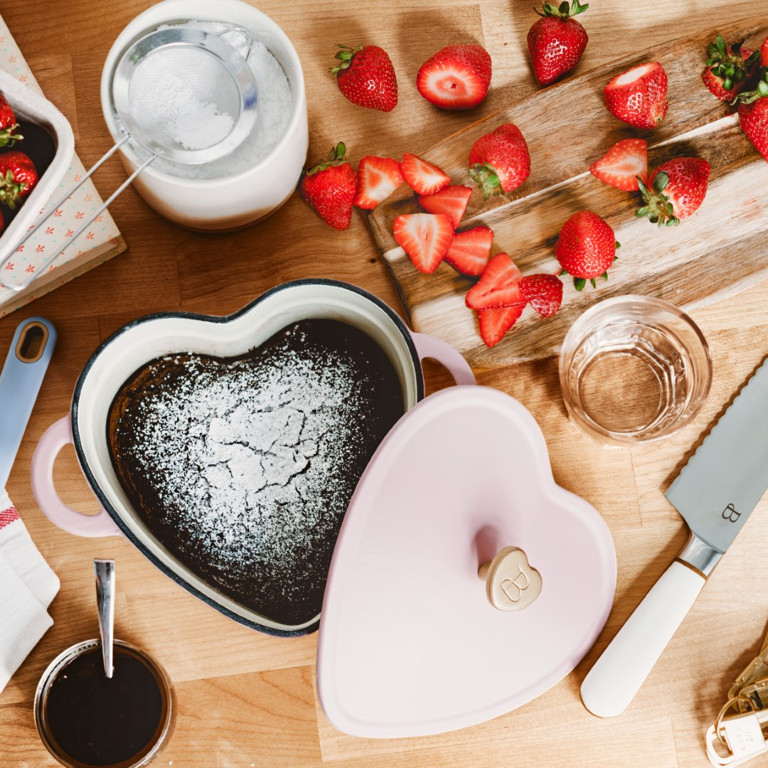 Beautiful 2QT Cast Enamel Heart Dutch Oven, Pink Champagne by Drew Barrymore | Walmart (US)