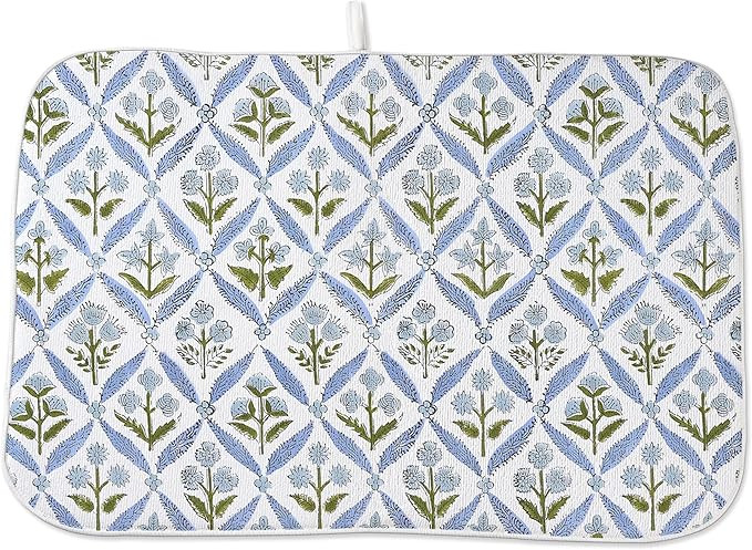 Boho Dish Drying Mat 18x24 Inches For Kitchen Counter Block Print Blue Floral Kitchen Decoration ... | Amazon (US)