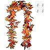 Lvydec 2 Pack Fall Maple Garland - 5.9ft/Piece Artificial Fall Foliage Garland Colorful Autumn De... | Amazon (US)