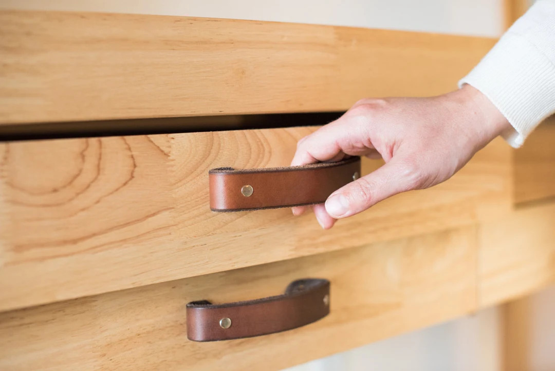 Leather Drawer Handle - 3 Sizes - The "Tilikum" - Handcrafted Leather Door Handles and Cabinet Pu... | Etsy (US)