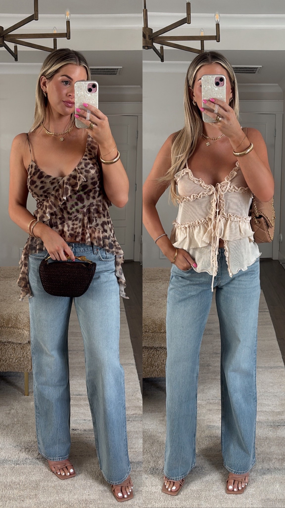 Zara outfits & new arrivals  🤍 I am a size 6-8 Medium and 5’8” - wearing an 8 in jeans (size up even an 8 is a little snug in waist on me) and wearing medium in both tops! (True to size) This bag is soooo cute with the gold handle too! 




Neutral Zara outfits 
Zara denim 
Leopard top
Spring and summer outfits 
Date night outfits


#LTKFindsUnder100 #LTKFindsUnder50 #LTKStyleTip