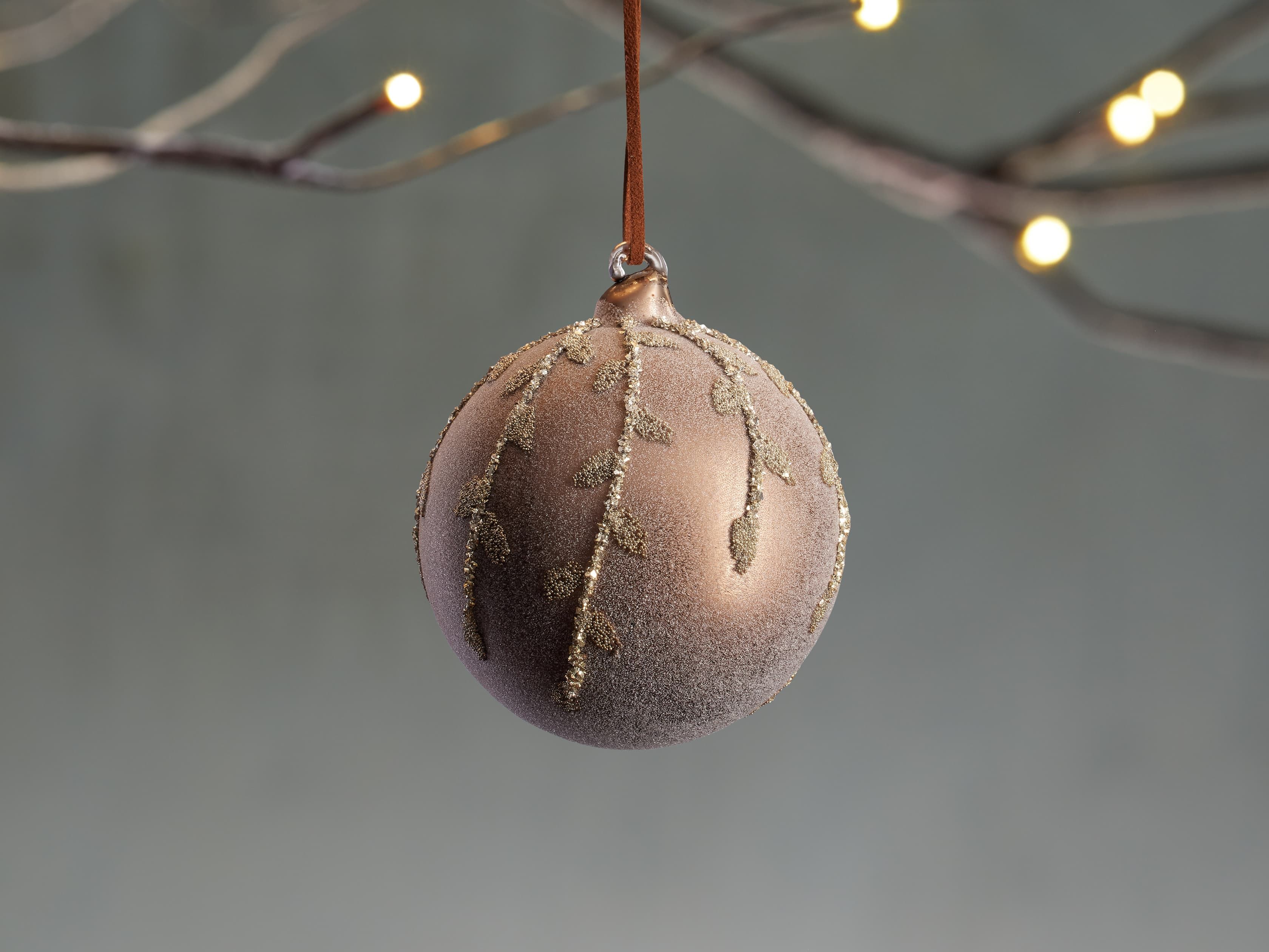 Brown Beaded Ornaments (Set of 4) | Arhaus