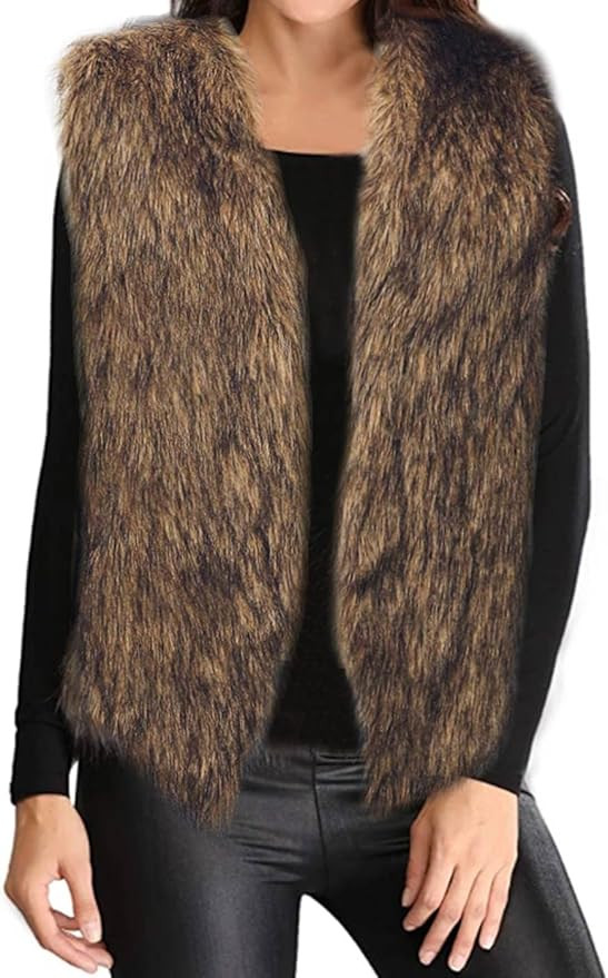 Aukmla Women's Faux Fur Vest Short Sleeveless Coat Jacket Winter Warm Waistcoat Outwear for Sprin... | Amazon (US)