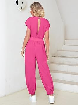 Glamaker Women's Casual Sleeveless One Piece Jumpsuits Loose Open Back Workout Onesie Summer Outf... | Amazon (US)