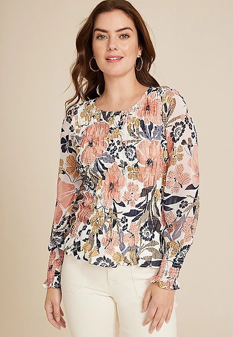 Floral Smocked Blouse | Maurices