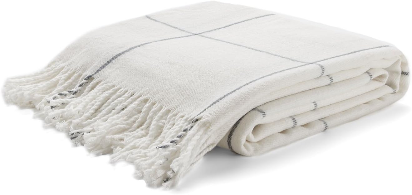 Arus Acrylic Highlands Collection Queen Size Tartan Plaid Design Throw Blanket Off-White, 60x80 i... | Amazon (US)