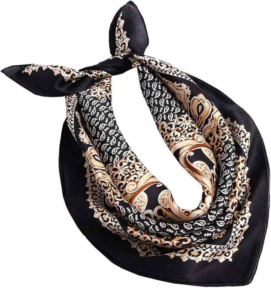 ANDANTINO 100% Mulberry Silk Scarf -21” Lightweight Square Neckerchief – Breathable Digital P... | Amazon (US)
