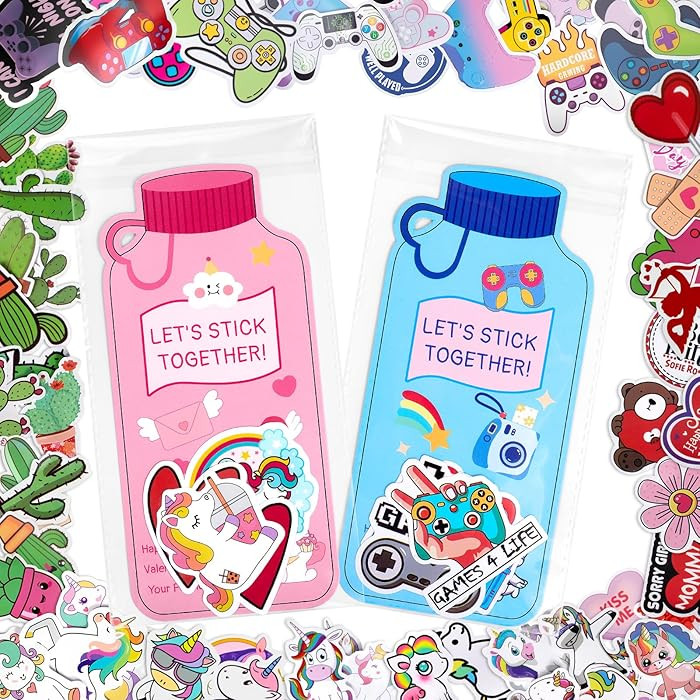 SnapBlox 48 Pack Valentines Day Cards for Kids School with Water Bottle Cards and 200Pcs Stickers... | Amazon (US)