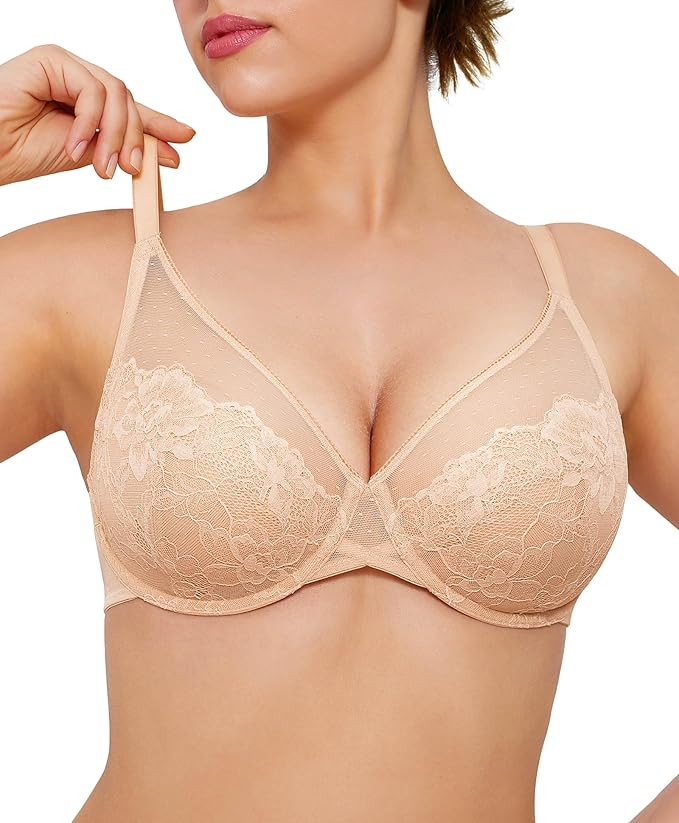 Popilush Bras for Women Lace Minimizer Underwire Bra, Unlined Full Coverage with Comfortable Lift... | Amazon (US)